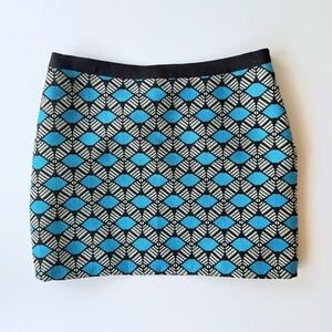 Milly New York Ribbon Trim Geometric Textured Knit Mini Skirt Sky Blue 6